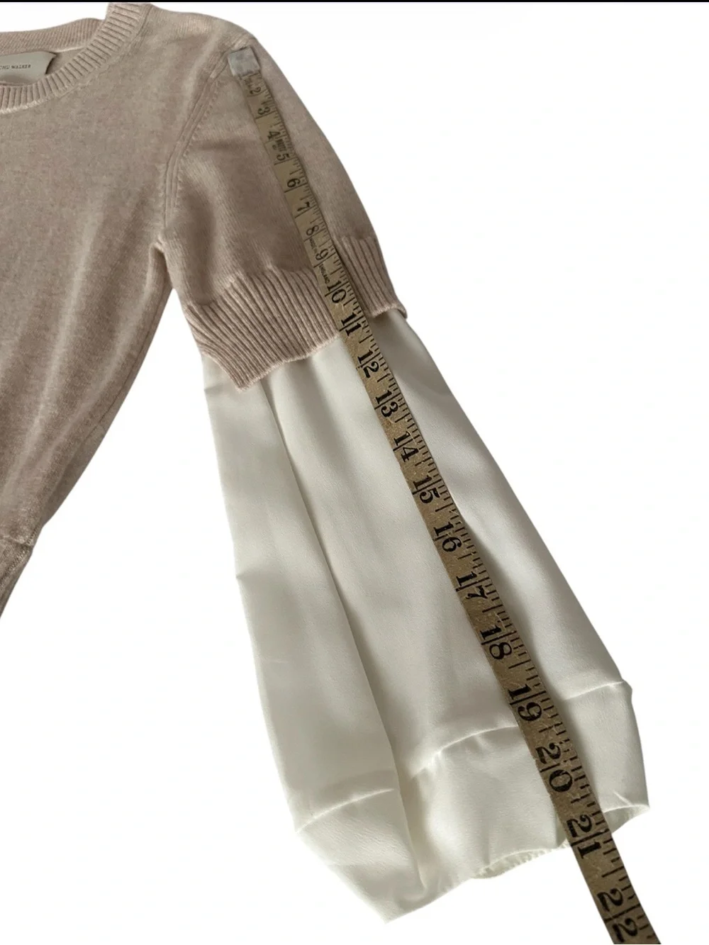 Brochu Walker Ebella Layered Crew Sweater Wool Cashmere Oatmeal Medium